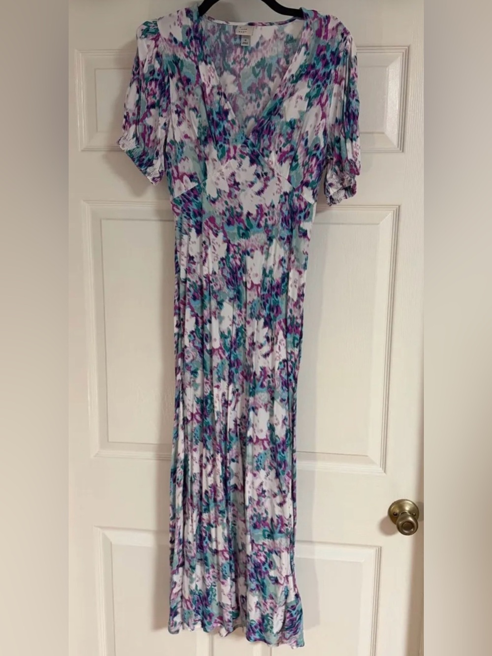 Floral Wrap Maxi Dress in Teal & Purple
